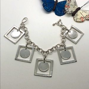 Circle in Square sterling silver bracelet